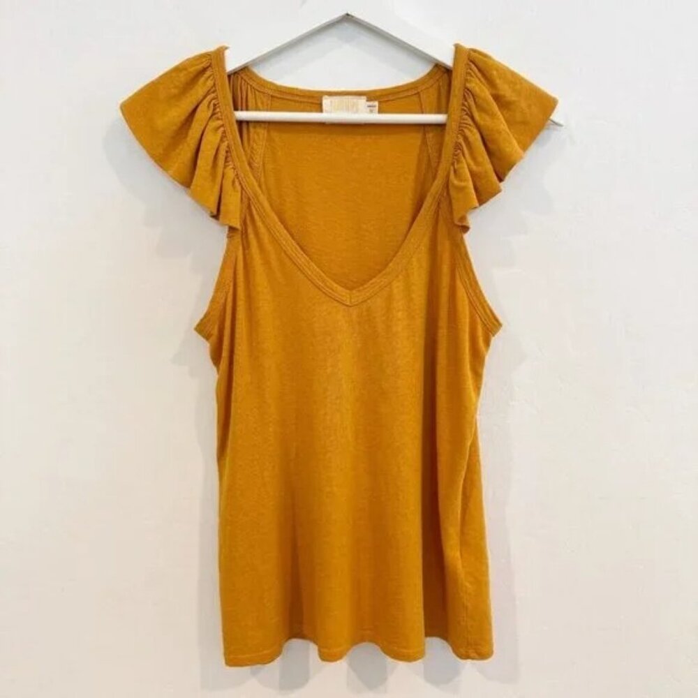 Nation Ltd Aven Mustard Ruffled Cami Top View 4
